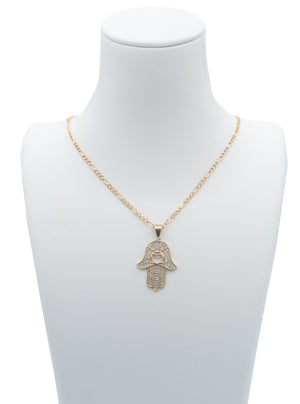 14K Figaro women chain with Hamsa pendant