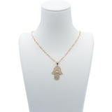 14K Figaro women chain with Hamsa pendant