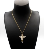 14K Two tone Angel Pendant with Chain