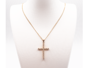 14K Cross Necklace with CZ stones