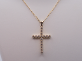 14K Cross Necklace with CZ stones