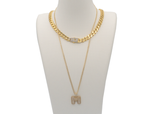 14K Monaco Chain combo with letter initial